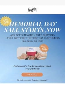 40% OFF MEMORIAL DAY SALE