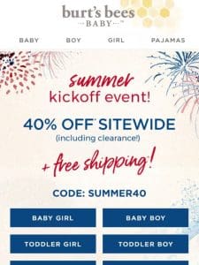 40% off + Free shipping!