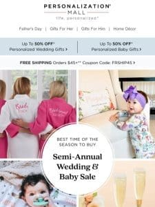 50% Off Semi-Annual Wedding & Baby Sale