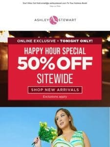 50% off happy hour ends tonight!