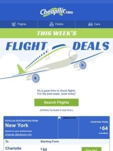 $64 Roundtrip from New York