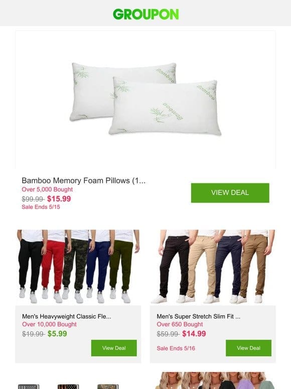 Bamboo Memory Foam Pillows (1- or 2-Pack) and More