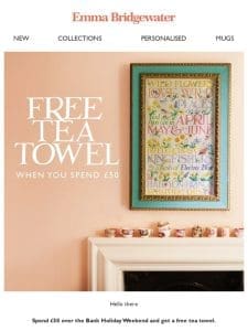 Bank Holiday Offer | Free Tea Towel When You Spend £50