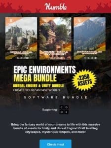 Build amazing fantasy worlds with this asset bundle for Unity & Unreal!