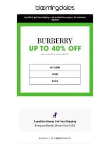 Burberry: Up to 40% off!