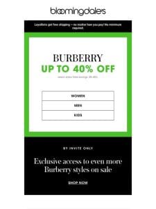 Burberry: Up to 40% off!