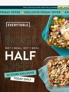 Buy 1 meal， get 1 half off