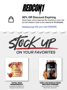 [CART EXPIRING] Your 50% Off Code Expires In 10 Minutes