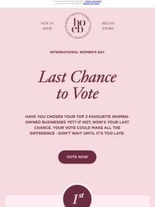 CBWOMEN4WOMEN – 1 day left to vote!