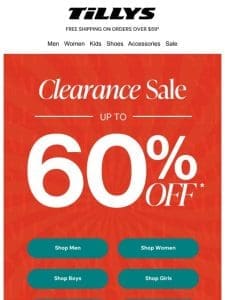 CLEARANCE SALE → up to 60% Off