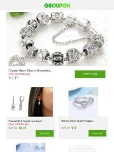 Crystal Heart Charm Bracelets Made With Crystals From Swarovski and More