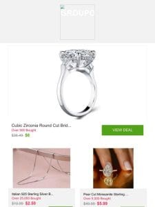 Cubic Zirconia Round Cut Bridal Ring With Baguette Cut Side Stones and More