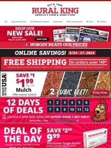 Deal of the Day Revealed + Free Shipping on Orders Over $49*! So Save Big on Livestock， Garden & More!