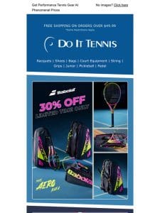 Deals! Deals! Deals!   30% Off Babolat Rafa + 25% Off Wilson