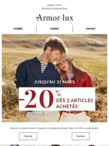 Derniers jours : -20% dès 2 art. achetés !