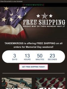 Don’t Wait: FREE SHIPPING all Weekend!