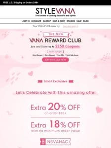 Don’t miss the huge saving with our New VANA CLUB Scheme!