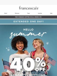 EXTENDED: 40% OFF