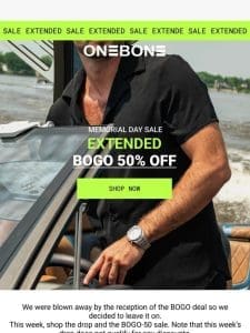 EXTENDED: Buy one get one 50% off