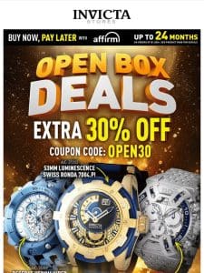 EXTRA 30% OFF Open Box Watches Coupon: OPEN30