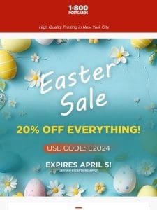 Easter Sale! 20% OFF Everything!