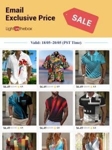 Email Exclusive-Get Men’s Hawaiian Shirt at USD $6.49