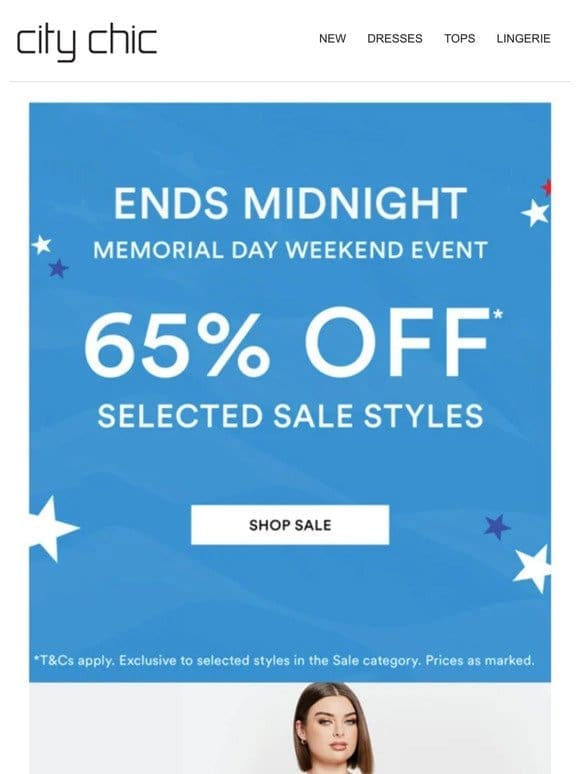 Ends MIDNIGHT: 65% Off* Selected Sale Styles