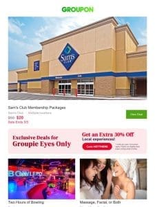 Extra $5 off a Sam’s Club Membership!