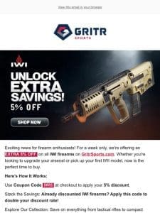 ?Extra Savings Alert! Enjoy an Additional 5% Off IWI Firearms