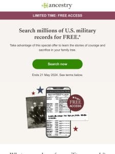 FREE Access to military records for Memorial Day