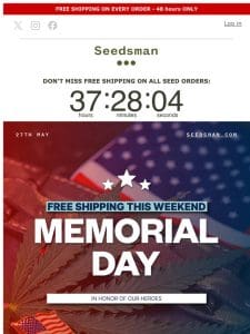 FREE SHIPPING on ALL SEED orders > 48 hours only