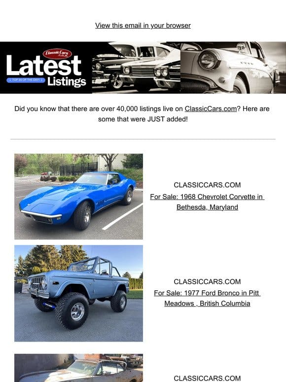 Find your forever car on ClassicCars.com!