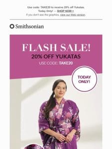 Flash Sale! 20% off Yukatas – Today Only