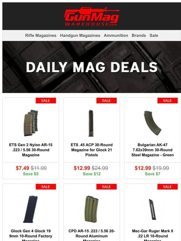 Friday Deals You’re Going To Love | ETS Gen 2 Nylon AR-15 30rd Mag for $7.49