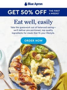 Get 50% OFF a variety of nutritious meals.