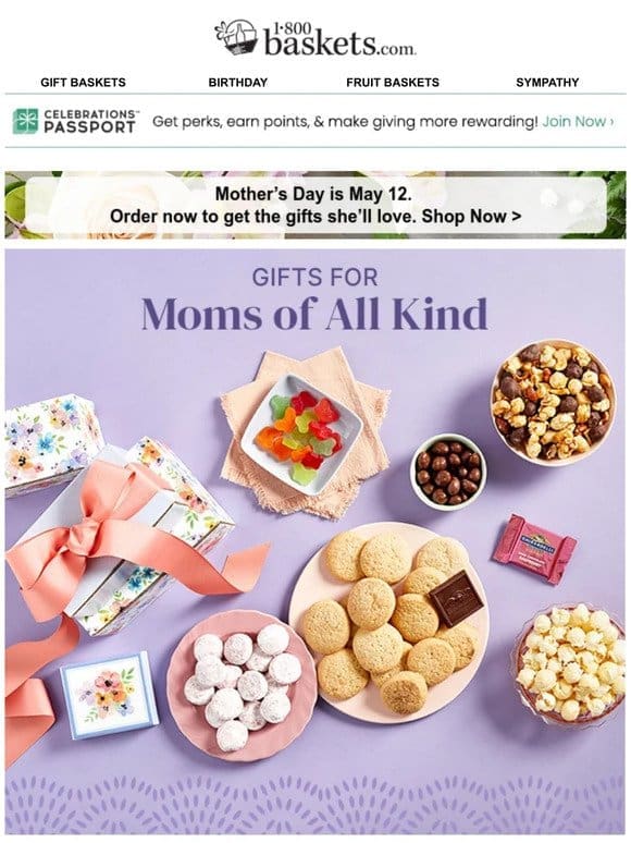 Go big for Mom with gourmet sweets and treats.