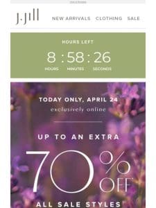 HOURS LEFT: up to an extra 70% off all sale styles.