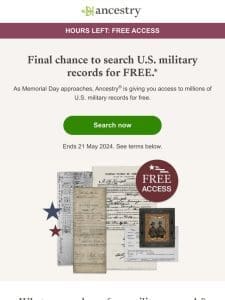 HURRY! Free Access to military records ends soon!