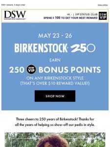 Happy Birkenstock250 = Get 250 Points