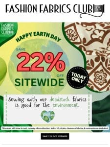 Happy Earth Day ??? Save 22% Off Sitewide