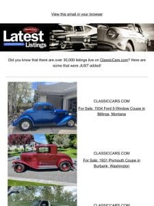 Here’s the latest listings from ClassicCars.com!