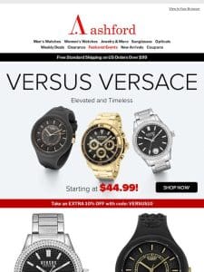 High Style， Low Cost: Versus Versace Watches from $44.99!