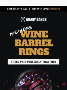 His & Hers Wine Barrel Rings
