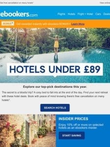 Hotel stays under £89