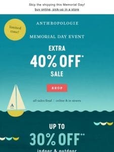 ICYMI: EXTRA 40% OFF SALE