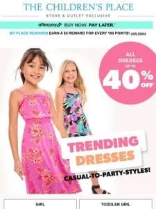 IN STORE NOW: Up to 40% off ALL Spring Dresses!