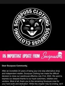 Important Announcement: Sourpuss Clothing Warehouse Closure