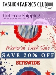 It’s Official! 20% OFF Memorial Week Sale Starts Now!
