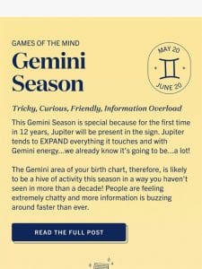 It’s the season of Gemini