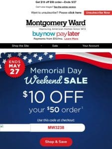 Kickoff Summer with Memorial Day Savings!